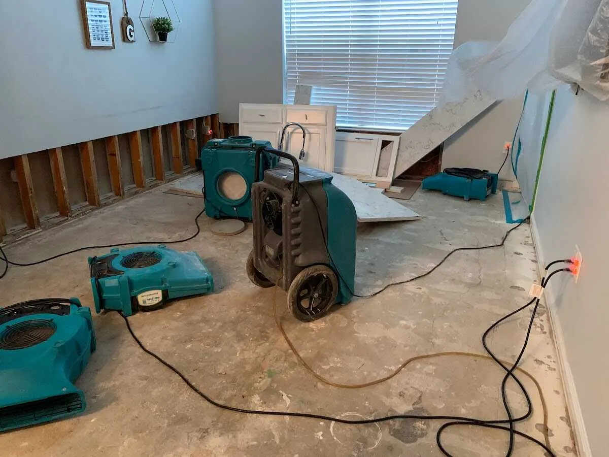 Dehumidifier in flood-cut room for Water Extraction & Removal in Running Springs